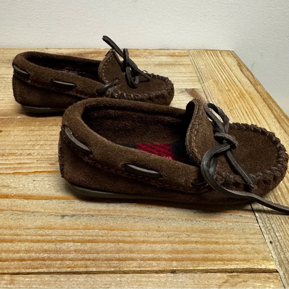 Minnetonka Little Kids Toddler‎ Dark Brown Suede Boat Moccasins Size 7